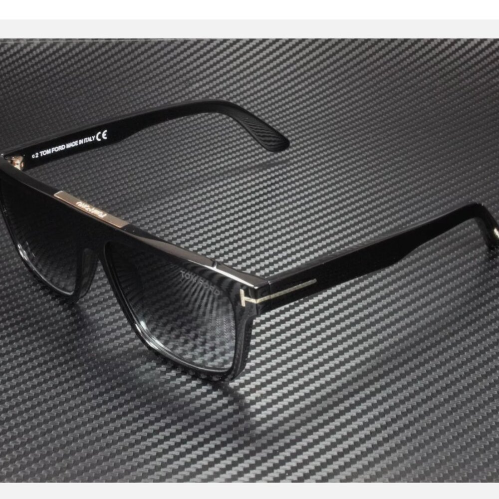 Tom Ford Men's Black 57mm Shiny Smoke Sunglasses